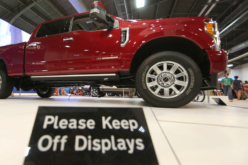 A Ford F-Series Super Duty Limited sits on display during the State Fair of Texas in Dallas.