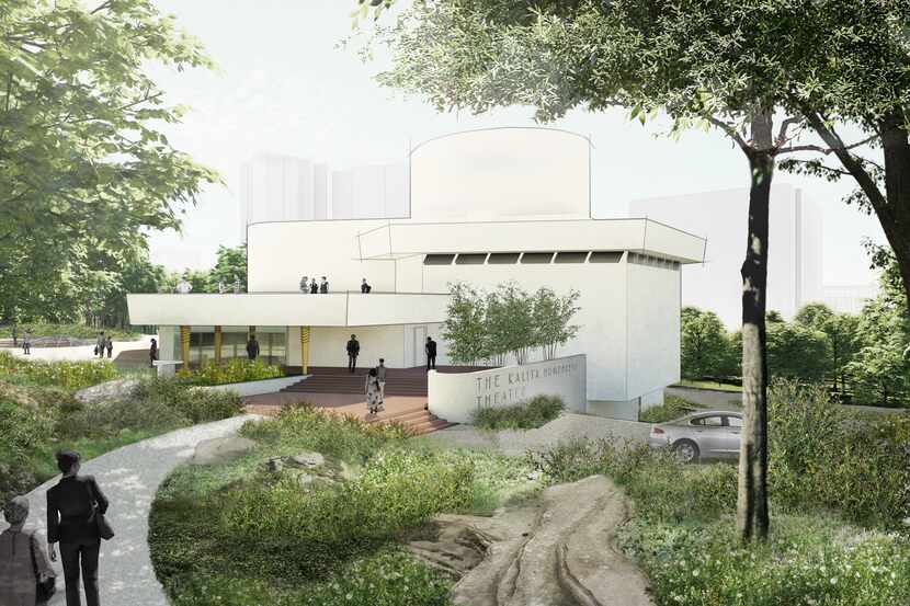 A rendering shows a restored Kalita Humphreys Theater from the Katy Trail. Dallas Theater...