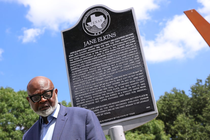 Ed Gray, leader of the Dallas County Justice Initiative, walks past the Jane Elkins...