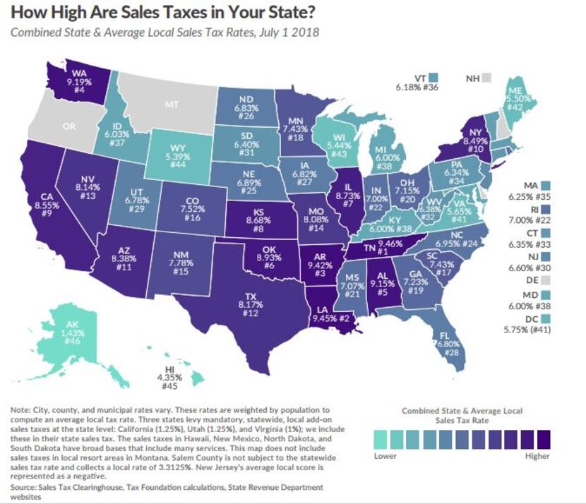 Louisiana is no longer the state with the highest sales tax. In 2018, it's Tennessee, just...
