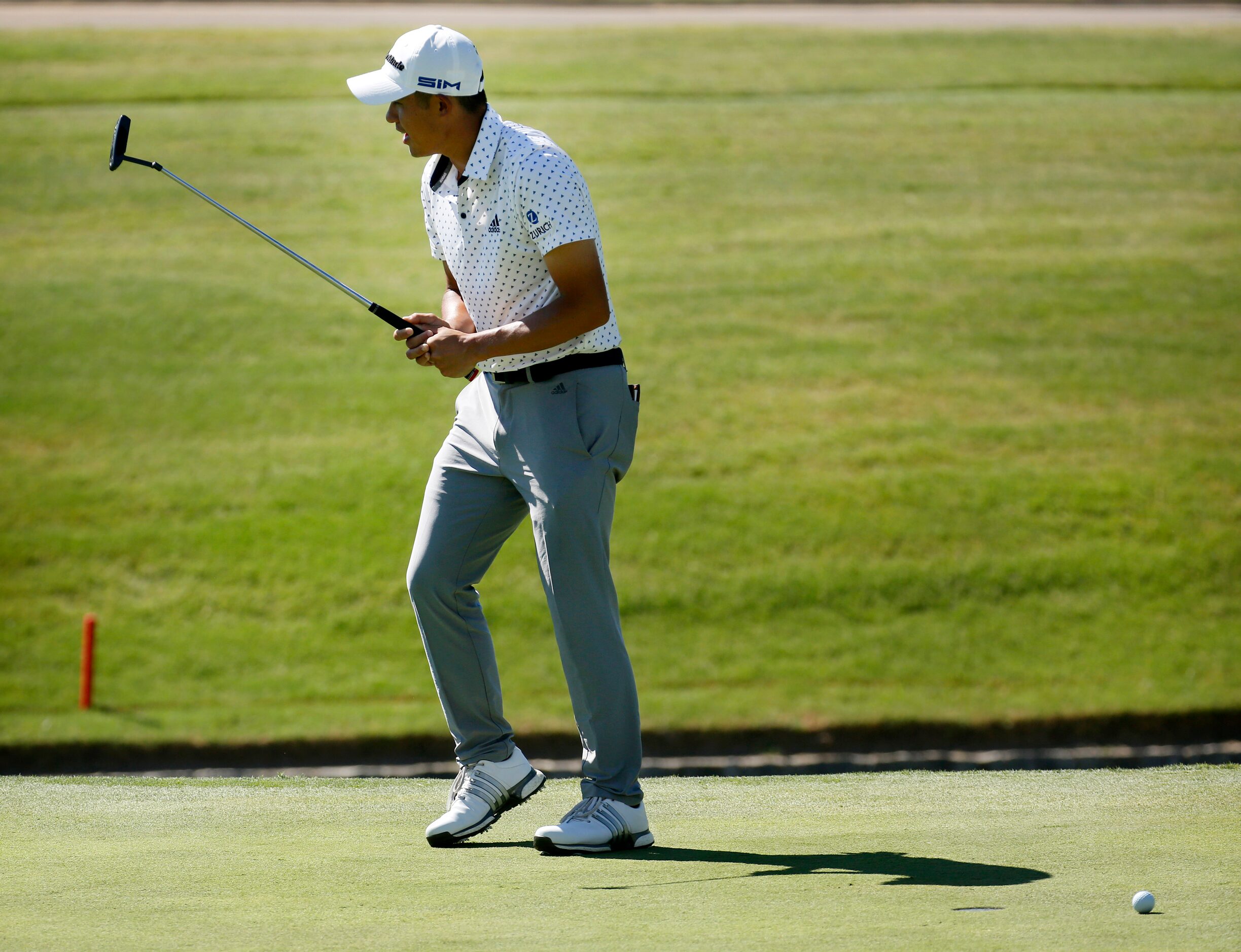 PGA Tour golfer Collin Morikawa misses a birdie putt on No. 18 forcing him into a playoff...