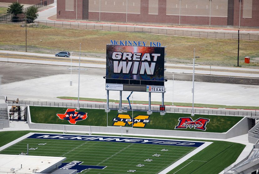 Construction continues on McKinney ISD stadium in McKinney on July 20. 