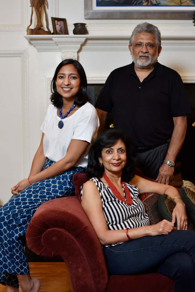 Food writer Priya Krishna, left, with her father Shailendra Krishna, right, and mother Ritu...