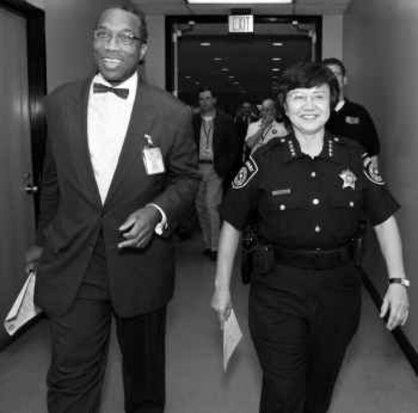  Dallas County Commissioner John Wiley Price and Sheriff Lupe Valdez headed to a news...