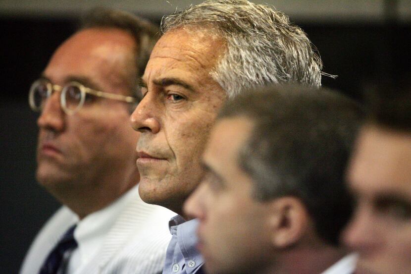 In this July 30, 2008, file photo, Jeffrey Epstein appears in custody in West Palm Beach,...