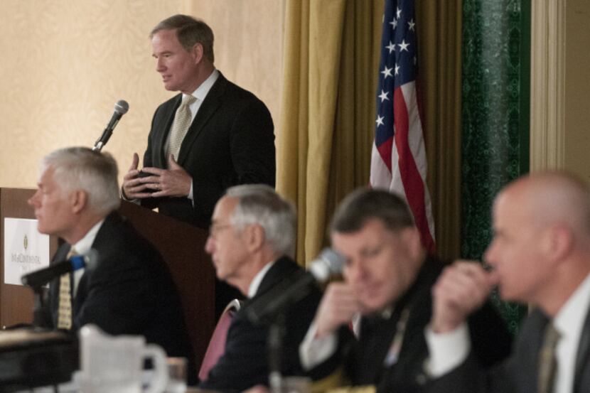 Retired Navy Adm. Pat Walsh moderated Saturday's National Security Symposium at the Hotel...