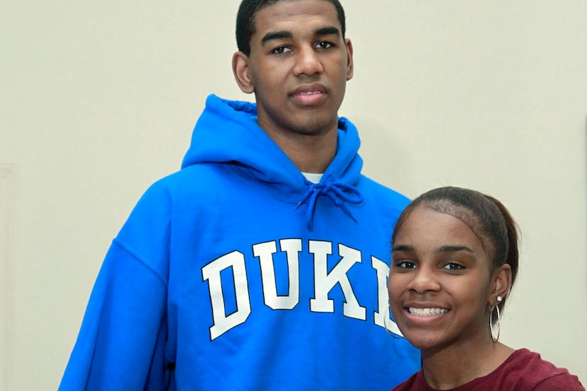 Matthew Jones and his sister Jordan Jones, who both play basketball at DeSoto High School,...