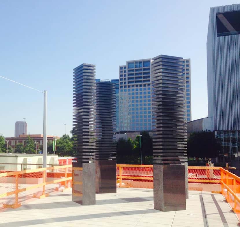 
Artworks are being installed on the east side of Hall Financial’s new KPMG Plaza in...