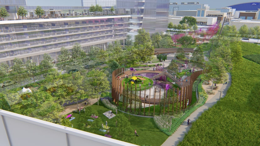 Frisco's new Hall Park Hotel will overlook an almost 6-acre park.