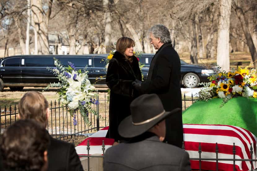 Linda Gray and Patrick Duffy, as Sue Ellen and Bobby Ewing, said goodbye to J.R. but not the...