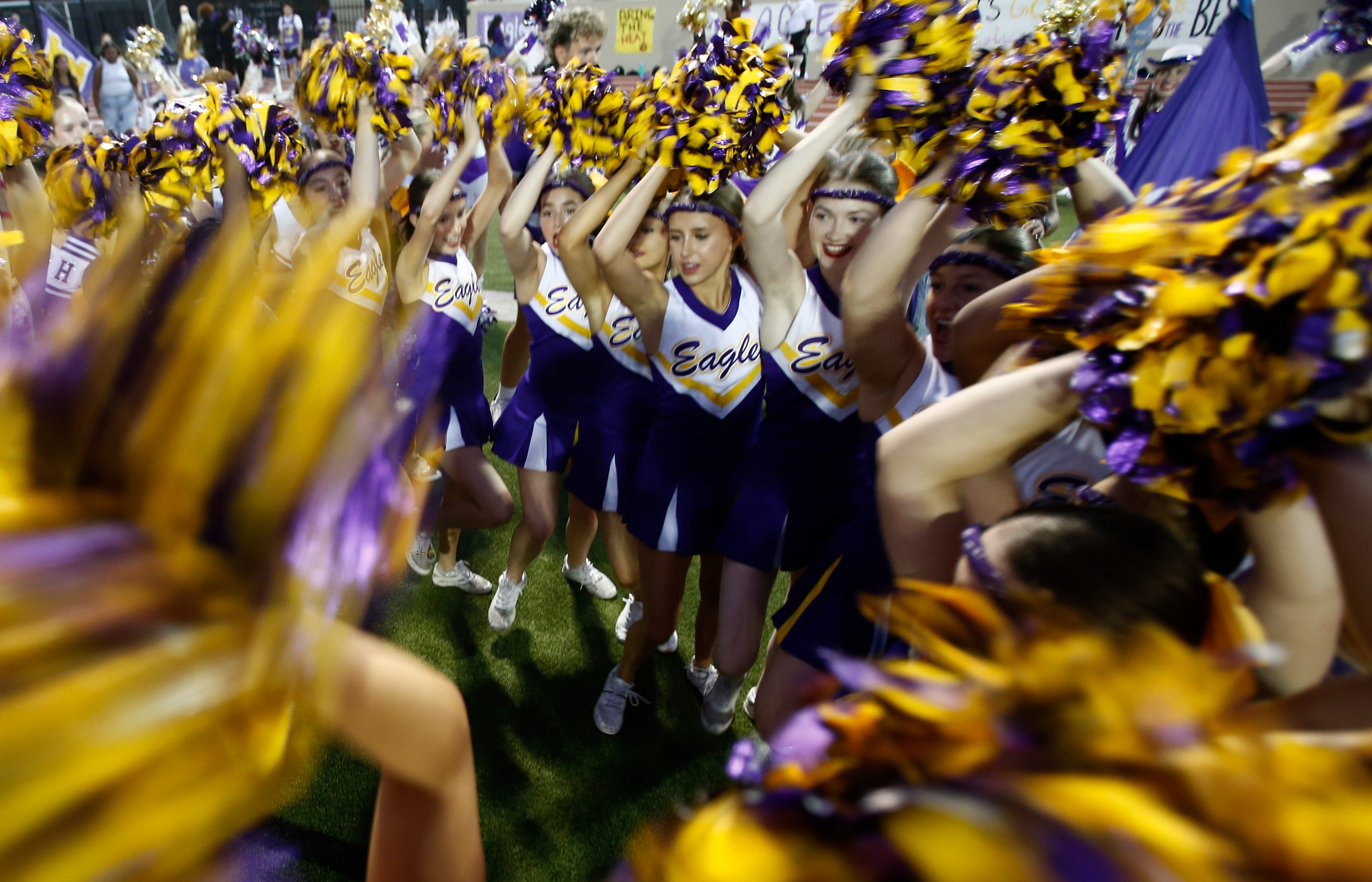 The Richardson cheer leaders perform before their District 7-6A high school football game...