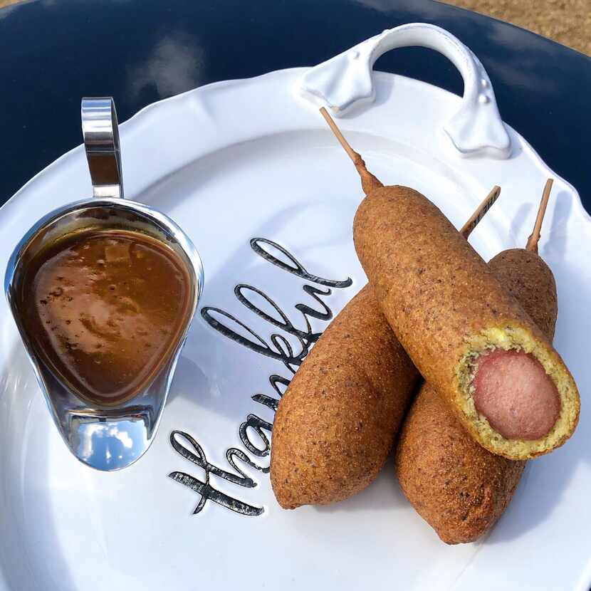 Corn Dog With No Name's Thanksgiving corn dog costs $9 and is available for four more days...