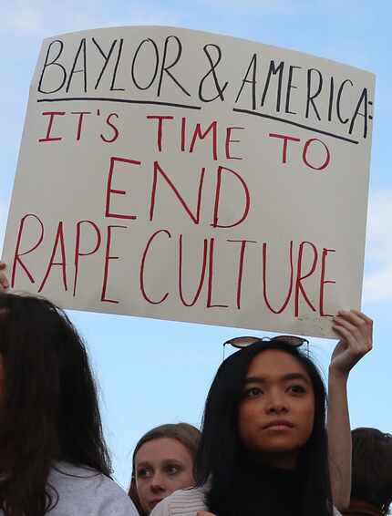 Baylor students rally in support of women on campus last fall.