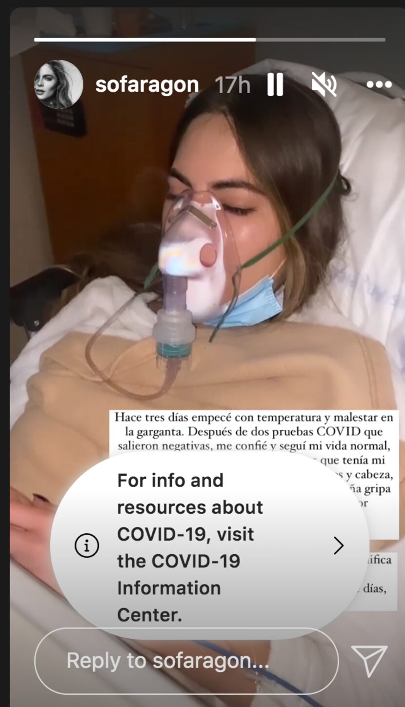 Captura de pantalla de las stories de Instagram de Sofía Aragón.