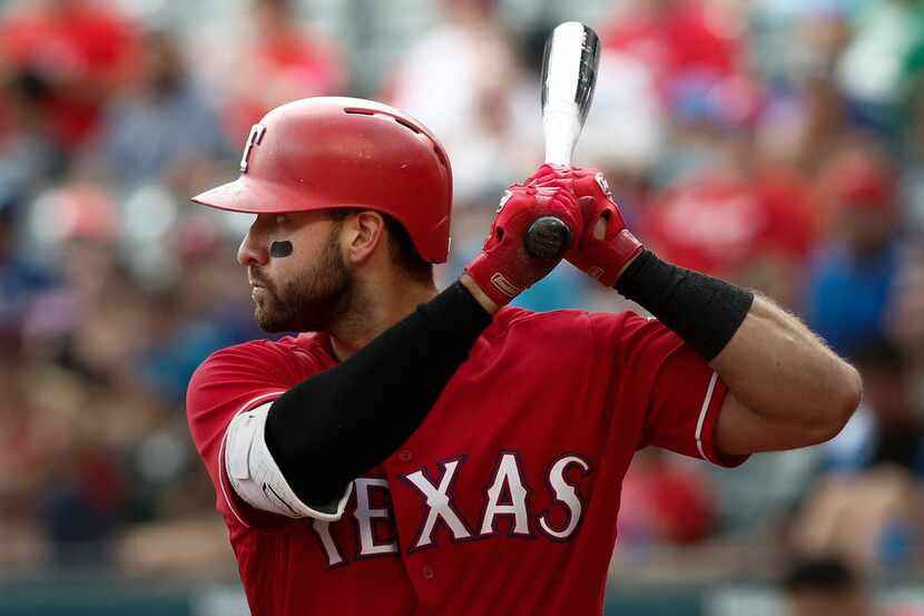 Texas Rangers' Joey Gallo bats against the Los Angeles Angels during the fourth inning of a...