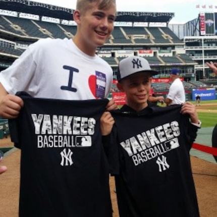  Tracen Visage (right) and younger brother Blake were excited to meet members of the New...