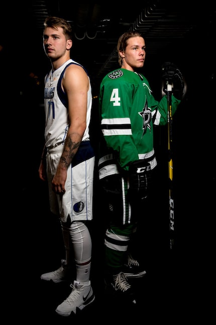 FILE - Luka Doncic (left) and Miro Heiskanen pose for a photo on Friday, Sept. 21, 2018, at...