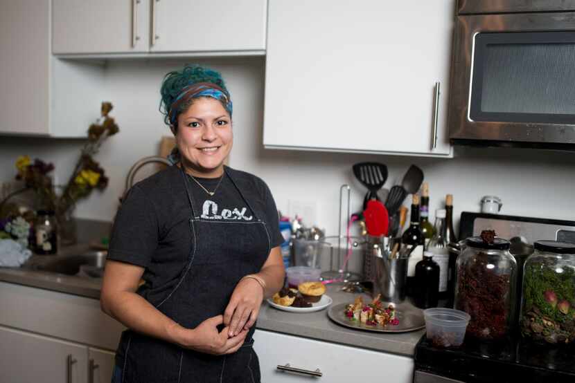 Chef Misti Norris in her Dallas kitchen, with dishes she whipped up recently from various...