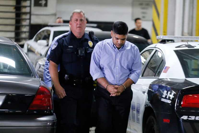 Wesley Mathews, father of Sherin Mathews, arrives at the Lew Sterrett Justice Center on...