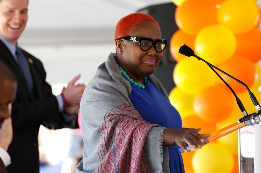 Former Dallas City Council member Carolyn Davis speaks during the opening celebration of...