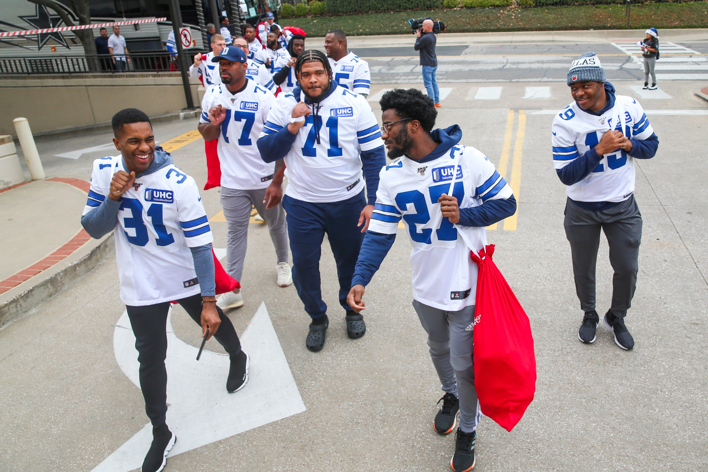 The Dallas Cowboys player arrive for their annual holiday visit to local children hospitals...