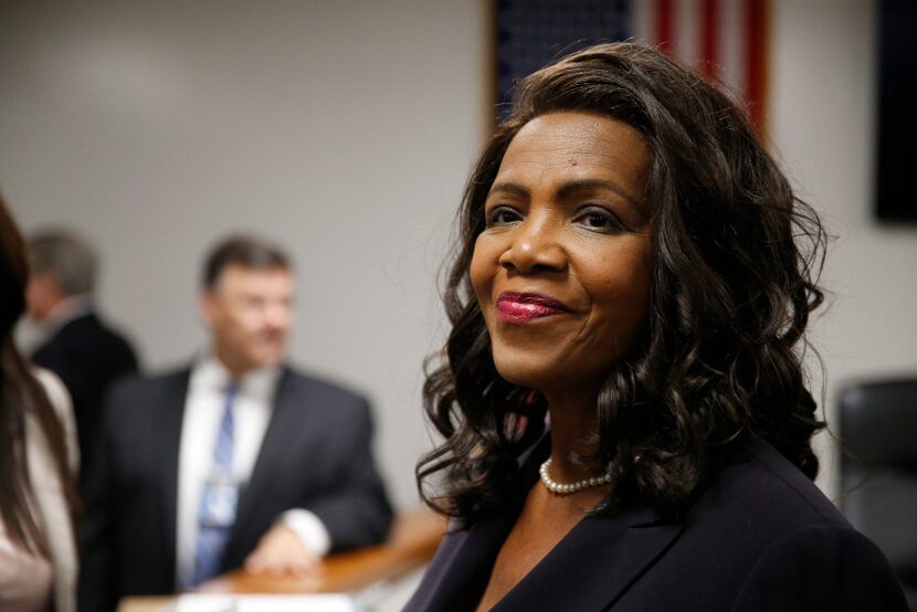 Faith Johnson before being sworn in at the Dallas County district attorney at the Frank...