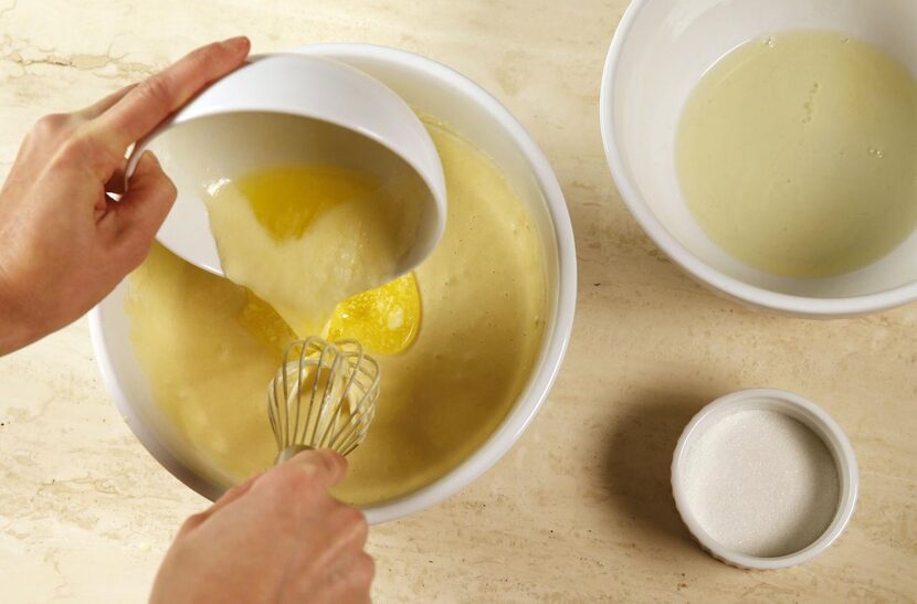 Pour in melted butter and mix until fully combined.