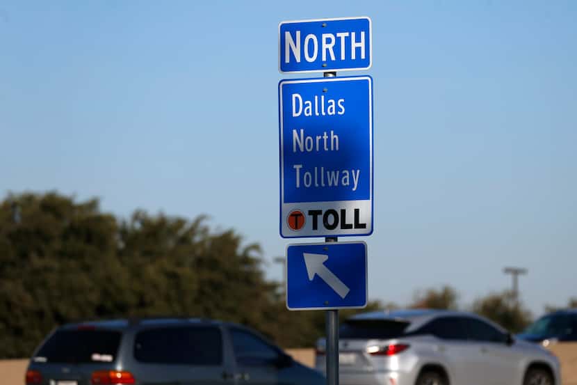 Dallas North Tollway sign near an entrance in Plano, Texas on Thursday, November 14, 2019.
