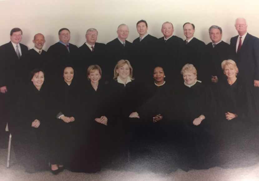 Dallas County's felony court judges, circa 2005. Faith Johnson is on the front row, third...