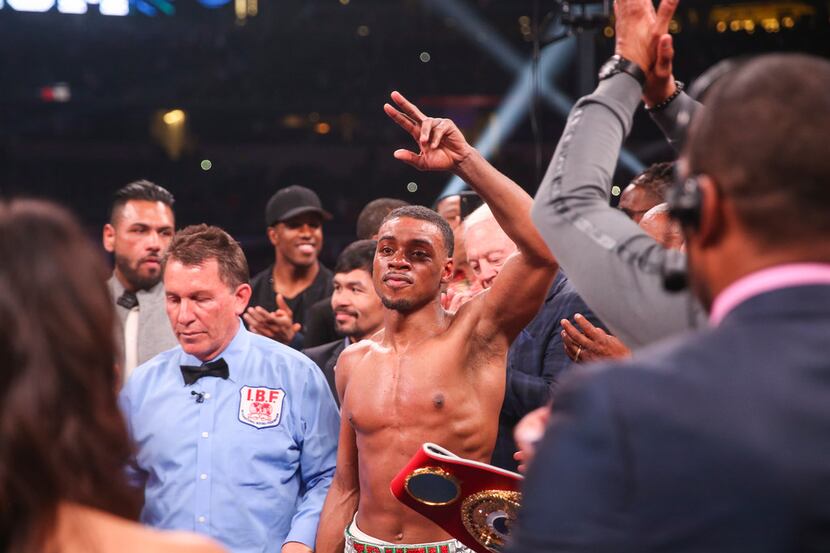 Errol Spence Jr. is declared winner over Mikey Garcia by way of rounds following a IBF World...