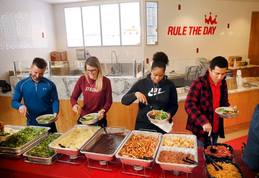 Smoothie King employees David Cliburn, Skylar Herrmann, Kimber Caston and Ernesto Bustamante...