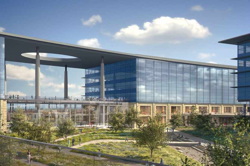 An artist's rendering of Toyota's North American headquarters campus being built in Plano.