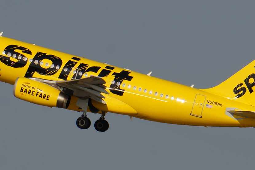  A Spirit Airlines jet takes off last week at D/FW Airport. (Terry Maxon/DMN)