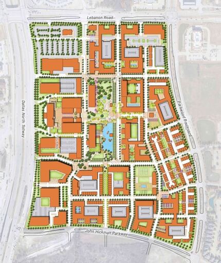 A site plan of The Mix at Dallas Parkway and Lebanon Road in Frisco, which will break ground...