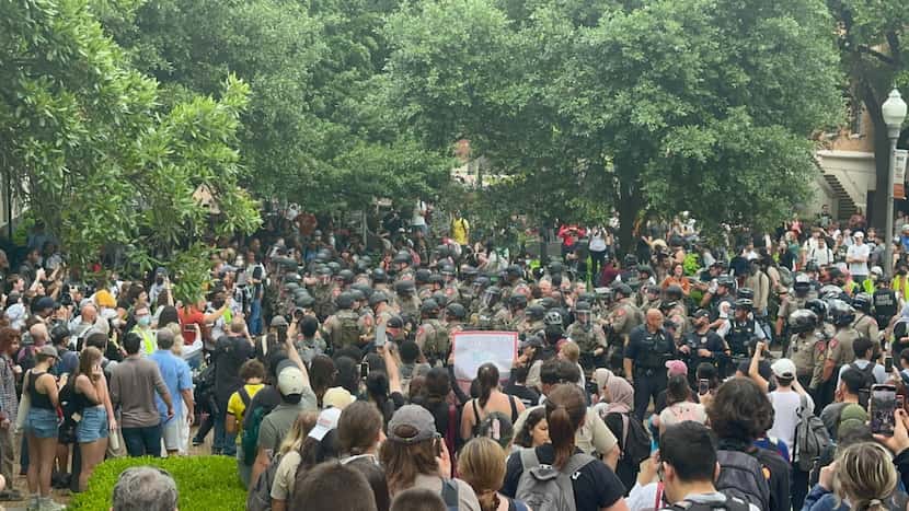 Hundreds of students walked out of classes at the University of Texas for a pro-Palestine...