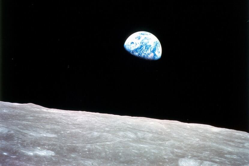 The photograph taken by astronaut William A. Anders aboard Apollo 8 on Dec. 24, 1968. 