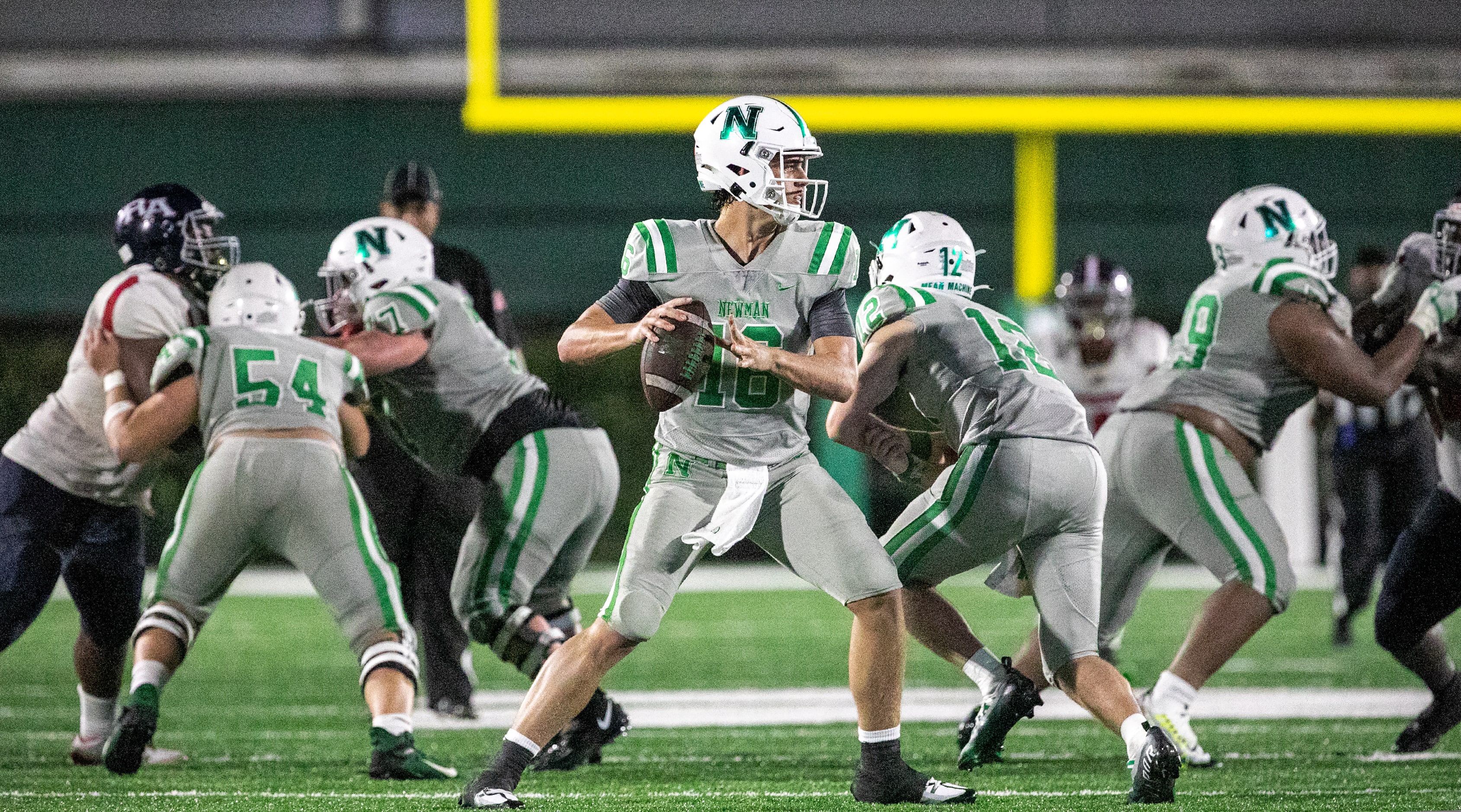 Arch Manning passes as Newman High School takes on Riverside Academy Friday, September 9,...