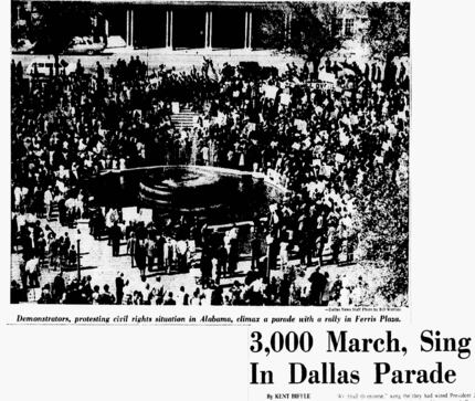 "3,000 march, sing in Dallas parade" published March 15, 1965.