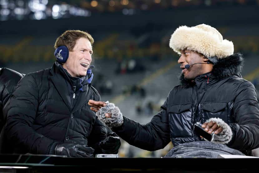Monday. Night football reporter Robert Griffin III and Steve Young before an NFL football...