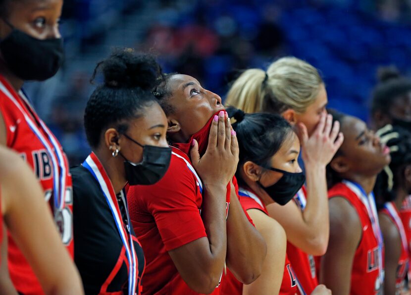 Frisco Liberty Jazzy Owens-Barnett #30 looks up and she and the rest of her teammates were...