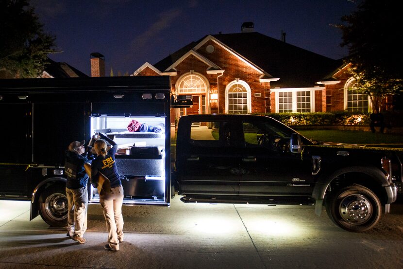 FBI investigators gather evidence at the family home of Sherin Mathews on Oct. 10. 