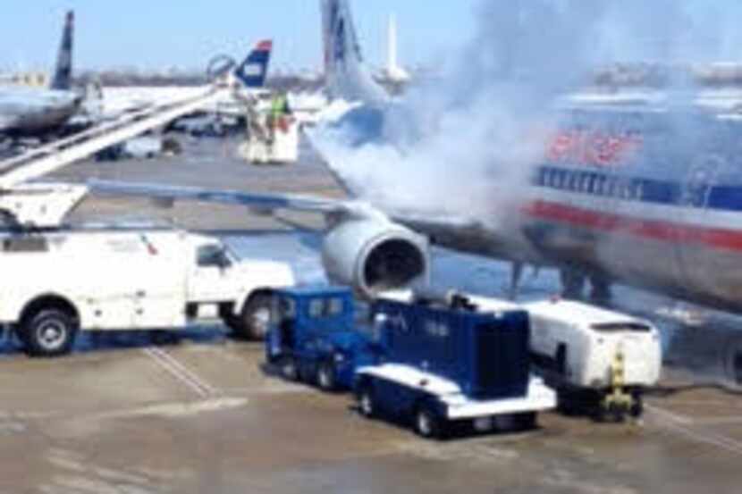 Chutes were deployed on an American Airlines jet at D/FW on Thursday.