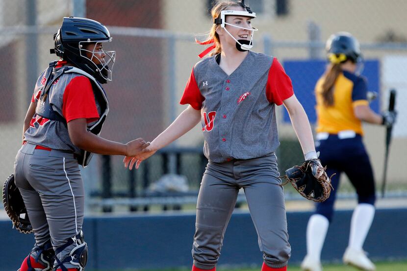 McKinney Boyd pitcher Kinsey Kackley (right) leads the Dallas area in strikeouts (353) and...