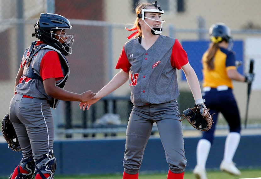 McKinney Boyd pitcher Kinsey Kackley (right).