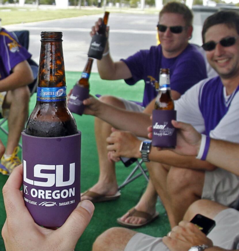 Even the beer wore LSU purple at the Tigers tailgate party Friday. “It’s such a part of what...