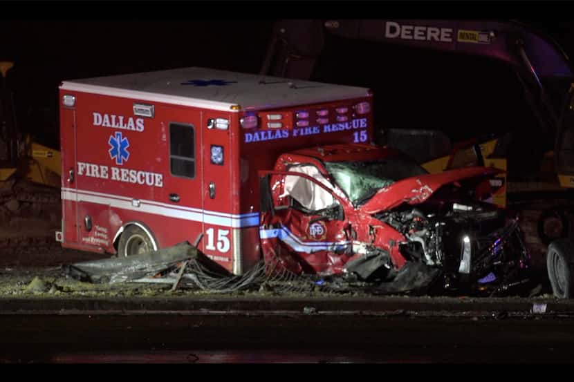 A driver in a pickup truck crashed into a Dallas Fire-Rescue ambulance early Sunday morning...