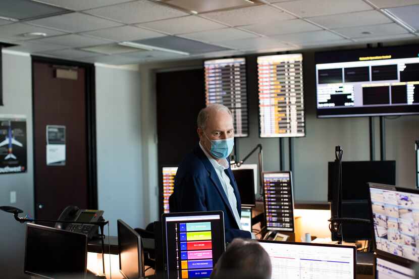Southwest Airlines CEO Gary Kelly visited the company's operations center at Houston Hobby...