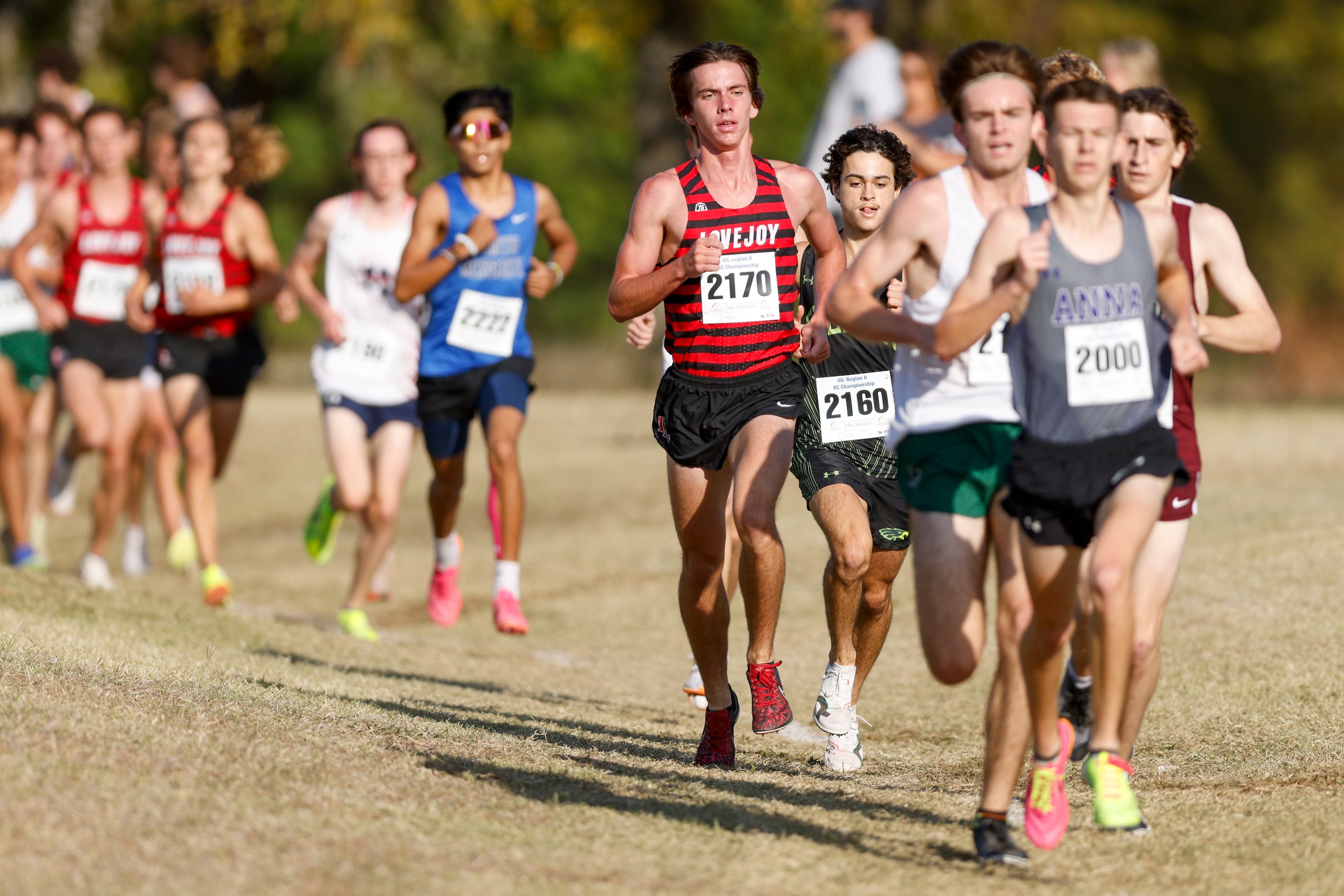 Lucas Lovejoy’s William Carlson (2170) runs with the lead group during the UIL Class 5A...