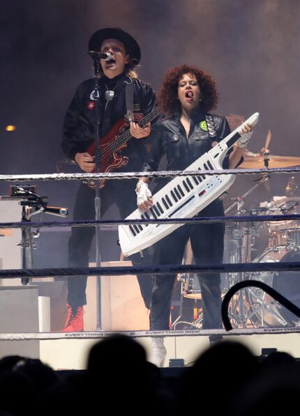 Arcade Fire performs at American Airlines Center in Dallas on Sept. 28, 2017. 