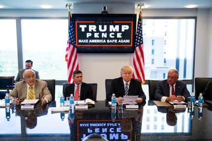 Donald Trump during a national security roundtable meeting at Trump Tower in New York in...
